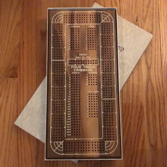 DRUEKE Other - DRUEKE 🎲 LIKE NEW VINTAGE SOLID WOOD 4-TRACK CRIBBAGE BOARD MODEL #1962